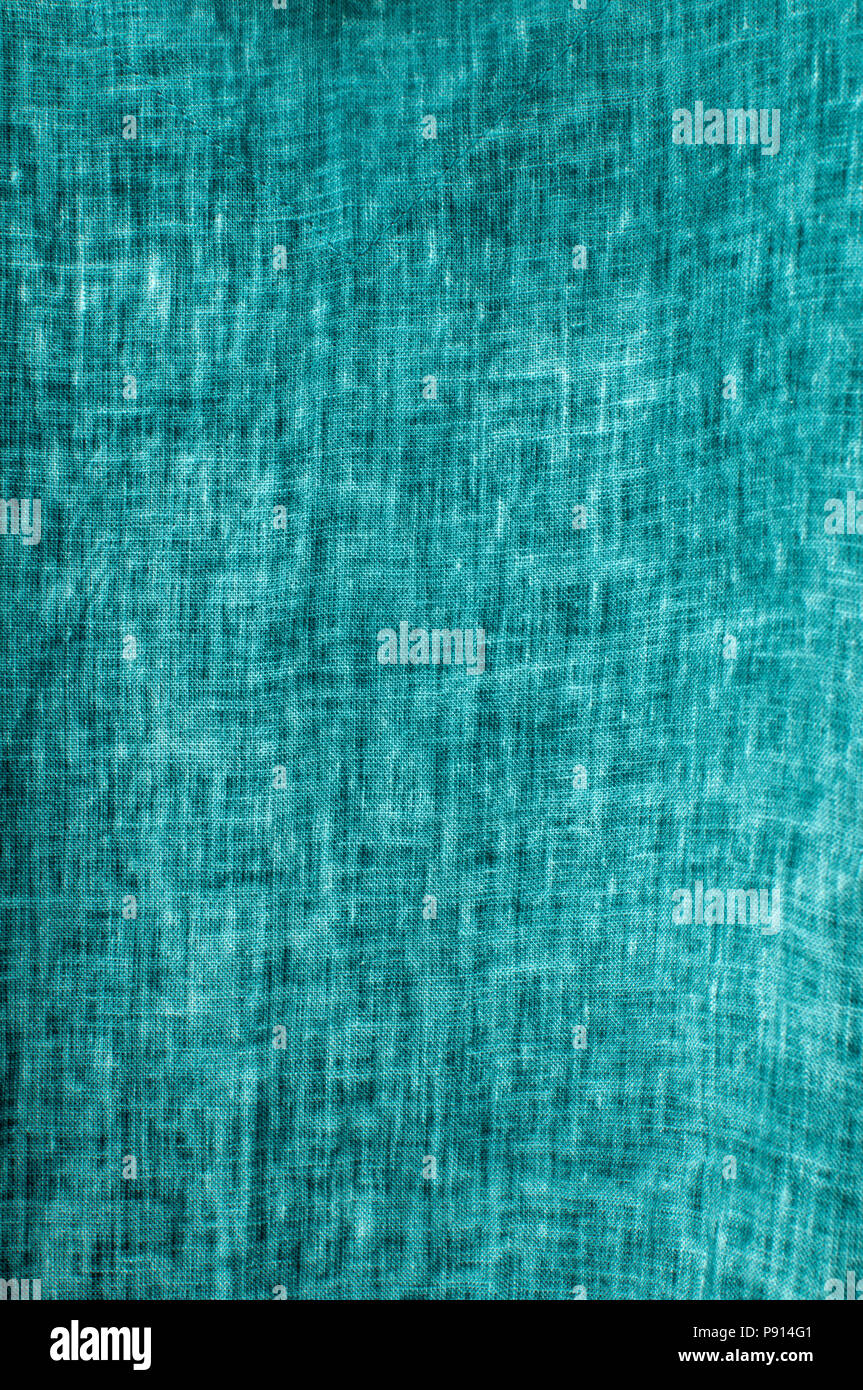 Textur Von Turkis Leinen Leinen Stoff Closeup Als Background Stockfotografie Alamy