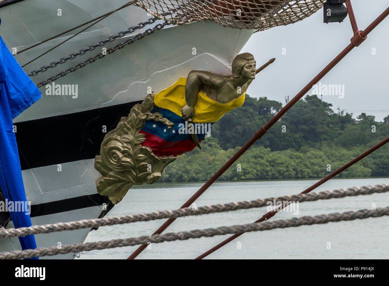 Abbildung Kopf von Segelschiff in der Tall Ships regata Velas Latinoamerica 2018 Stockfoto