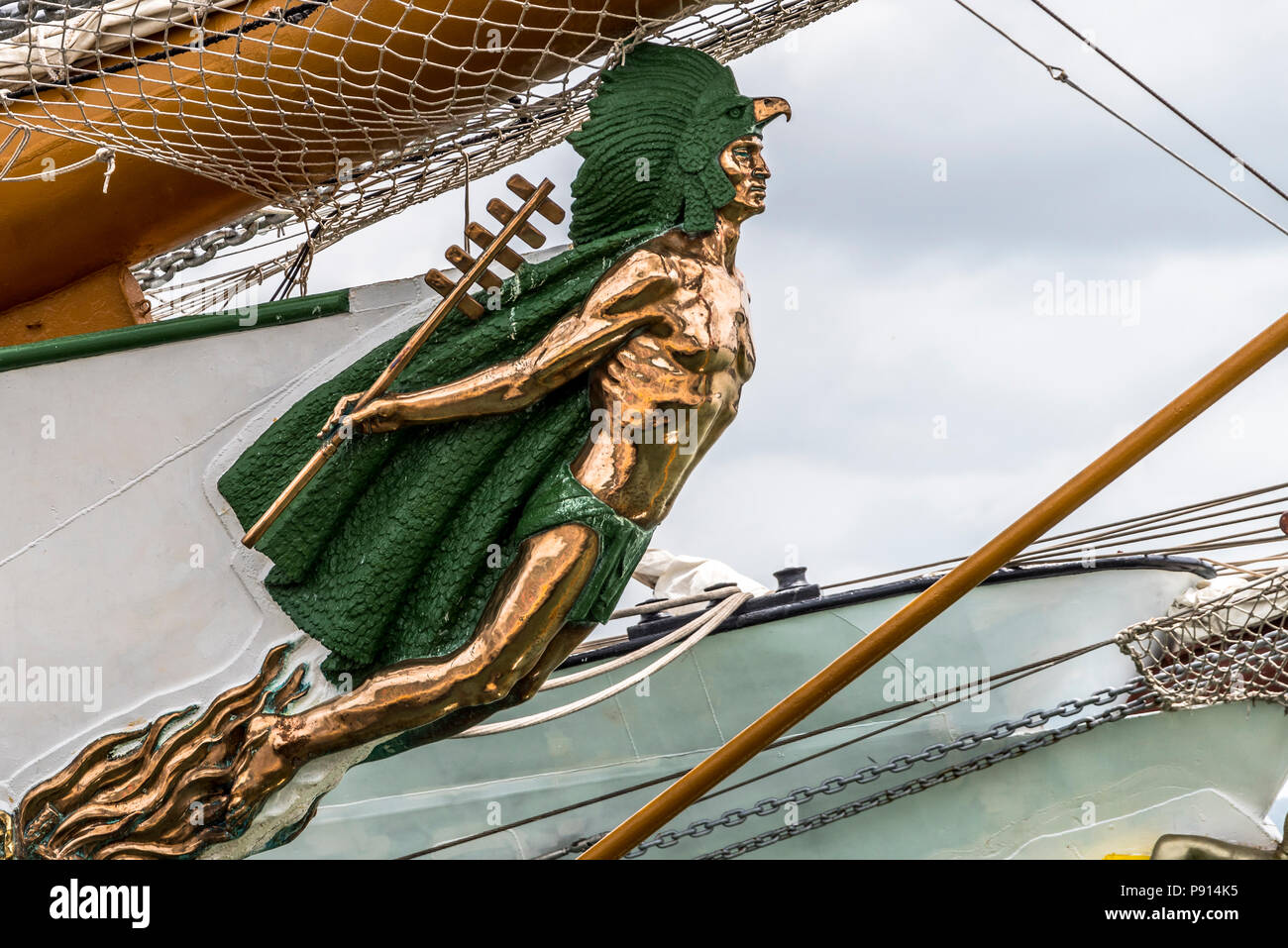 Abbildung Kopf von Segelschiff in der Tall Ships regata Velas Latinoamerica 2018 Stockfoto
