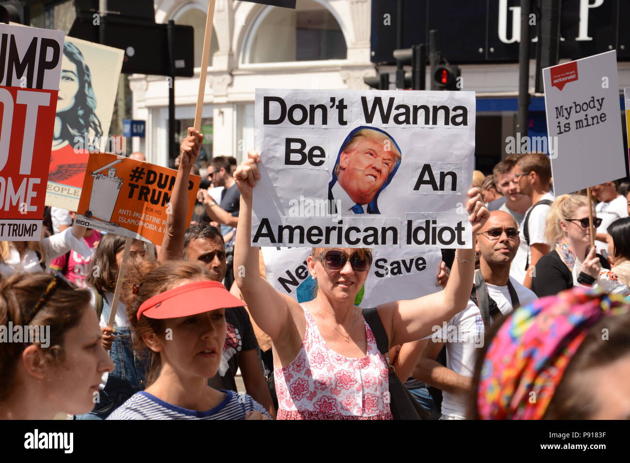 London, UK, 13. Juli 2018. Anti-Trump protest Credit: Paul Smyth/Alamy leben Nachrichten Stockfoto