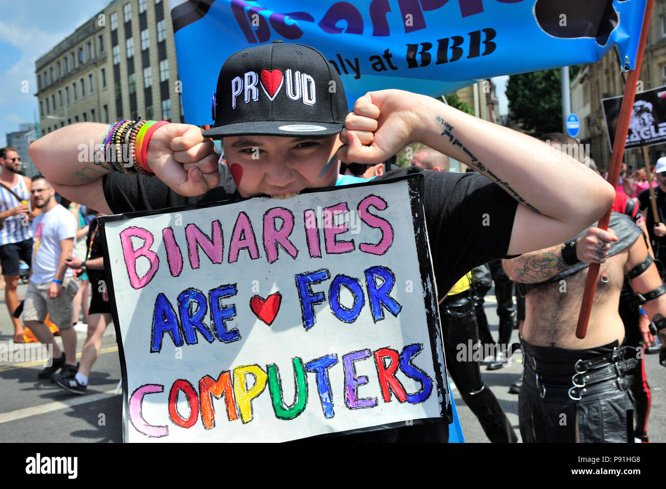 Das Pride Day-Zeichen feiert Neurodiversität, Transgender, LGBT und Homosexuelle Stockfoto