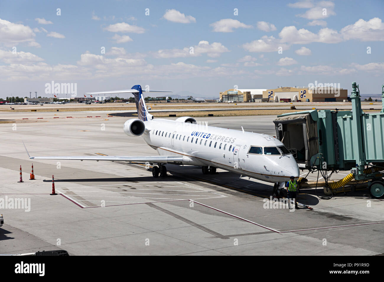 United Express Flugzeuge am Terminal, Flughafen, Albuquerque, New Mexico, USA Stockfoto