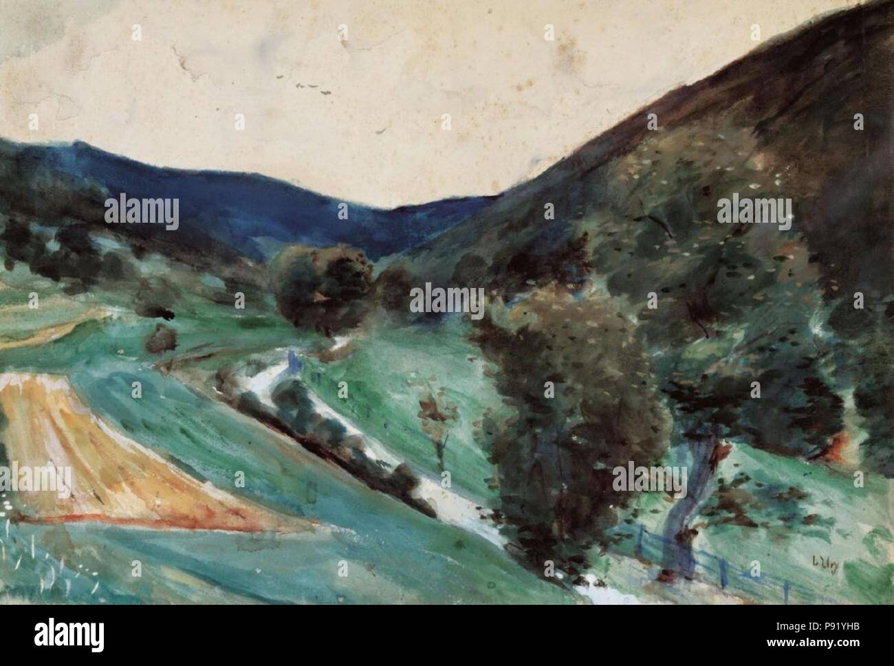 . 401 Lesser Ury - Blick in ein Tal (c) 1890-99 Stockfoto