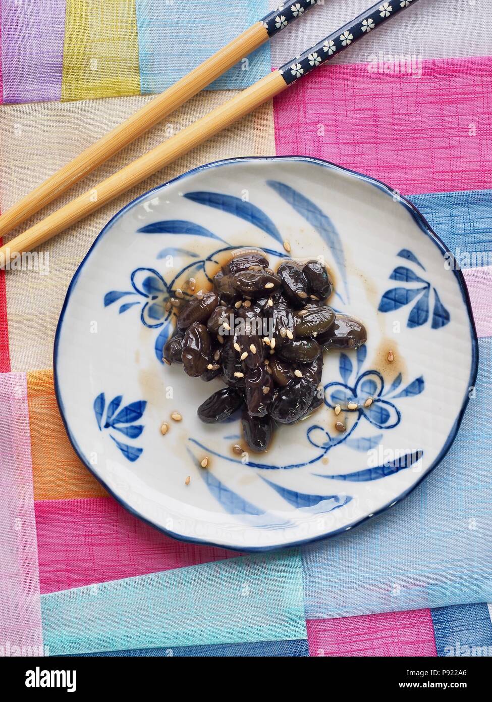 Asiatische Lebensmittel gegart bean Sojasoße Stockfoto
