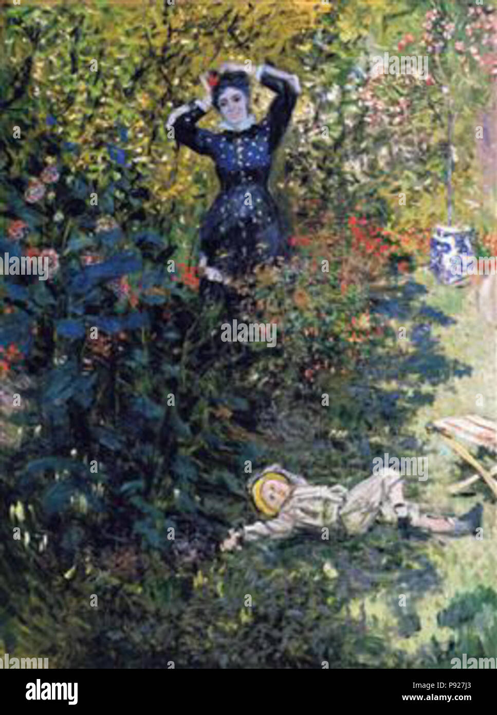 . 421 Monet-Camille-und-Jean-Claude Monet-in-der-garten-at-argenteuil Stockfoto