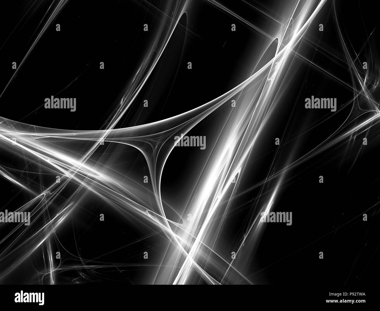 Plasma- Linien im Raum, Schwarz und Weiß Intensität Karte, 3D-Rendering Stockfoto