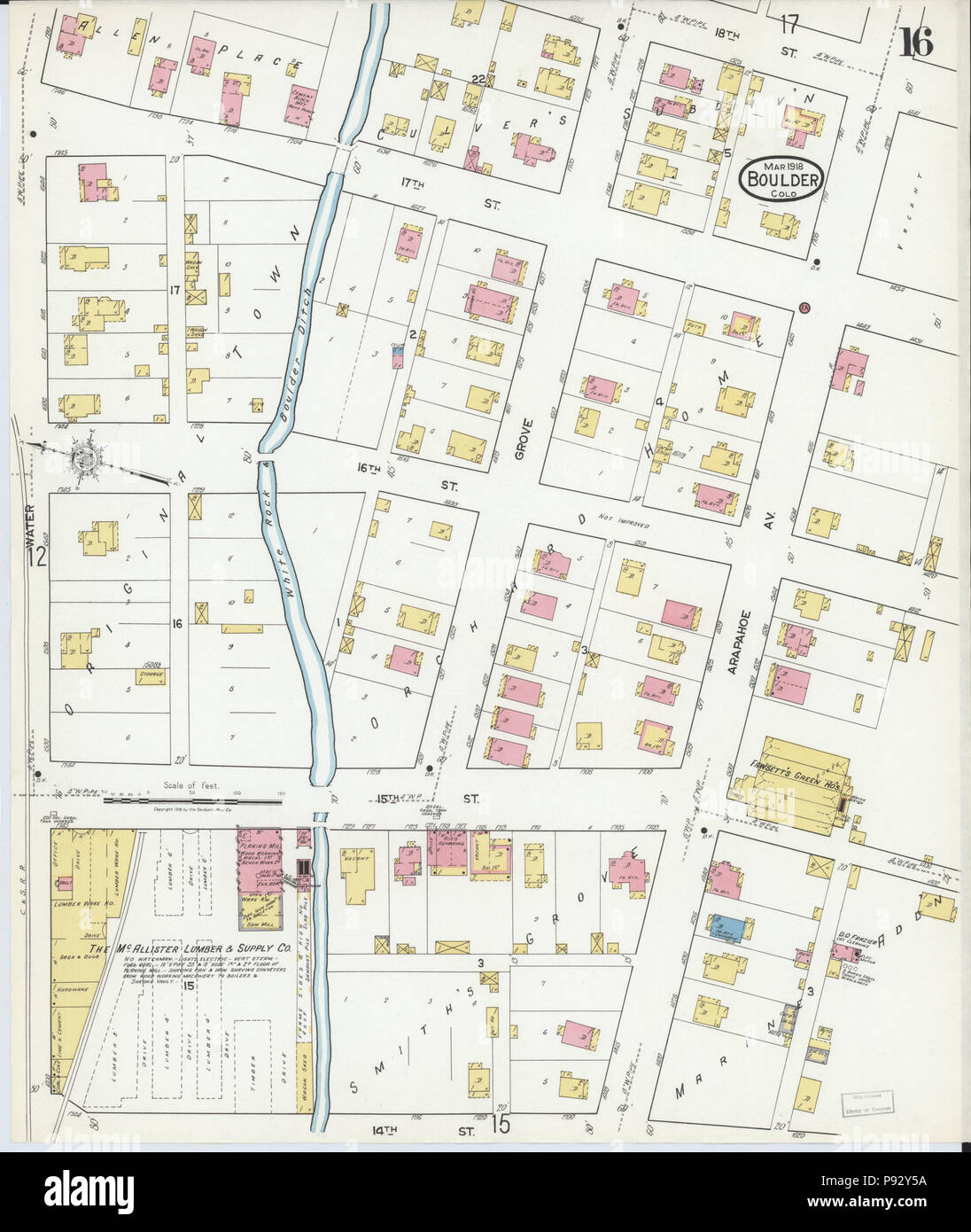 493 Sanborn Feuerversicherung Karte aus Boulder, Boulder County, Colorado. LOC Sanborn 00958 008-16 Stockfoto