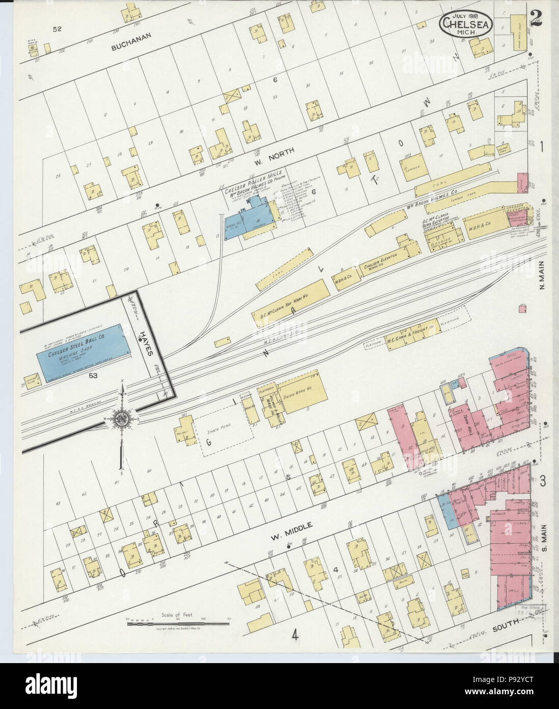 494 Sanborn Feuerversicherung Karte von Chelsea, Washtenaw County, Michigan. LOC Sanborn 03961 005-2 Stockfoto