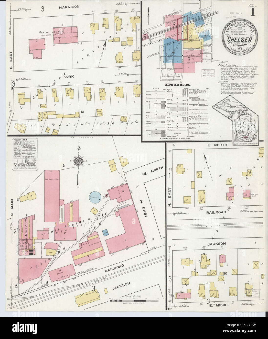 494 Sanborn Feuerversicherung Karte von Chelsea, Washtenaw County, Michigan. LOC Sanborn 03961 005-1 Stockfoto