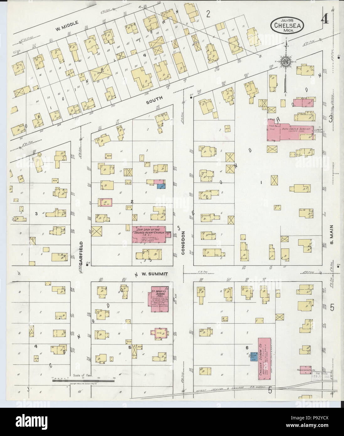 494 Sanborn Feuerversicherung Karte von Chelsea, Washtenaw County, Michigan. LOC Sanborn 03961 005-4 Stockfoto