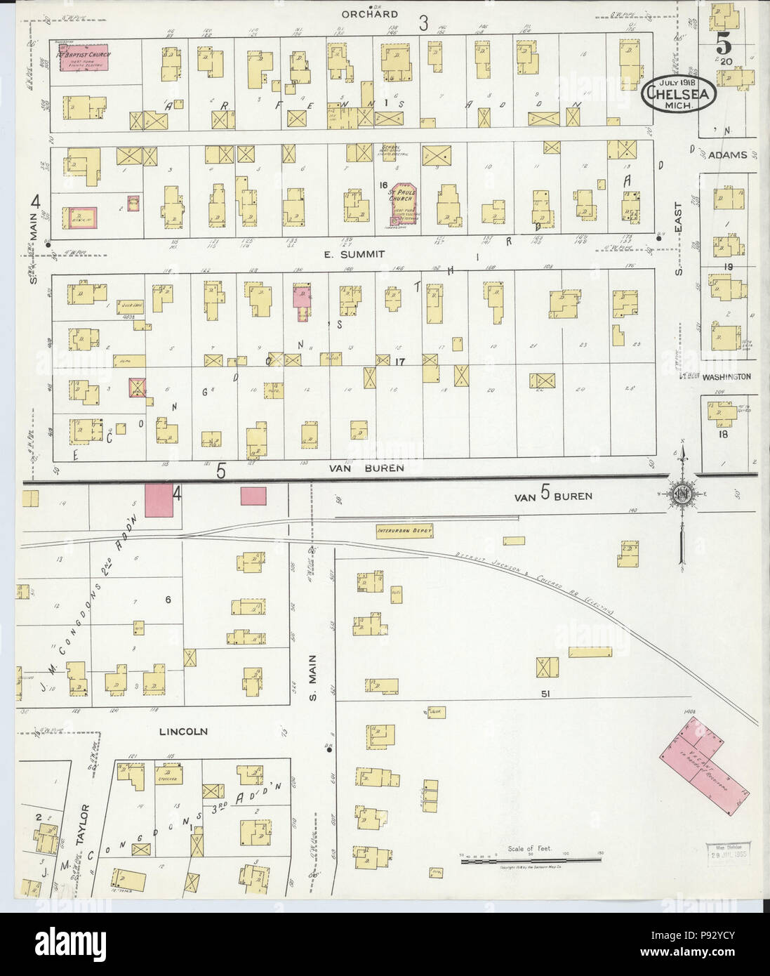 494 Sanborn Feuerversicherung Karte von Chelsea, Washtenaw County, Michigan. LOC Sanborn 03961 005-5 Stockfoto