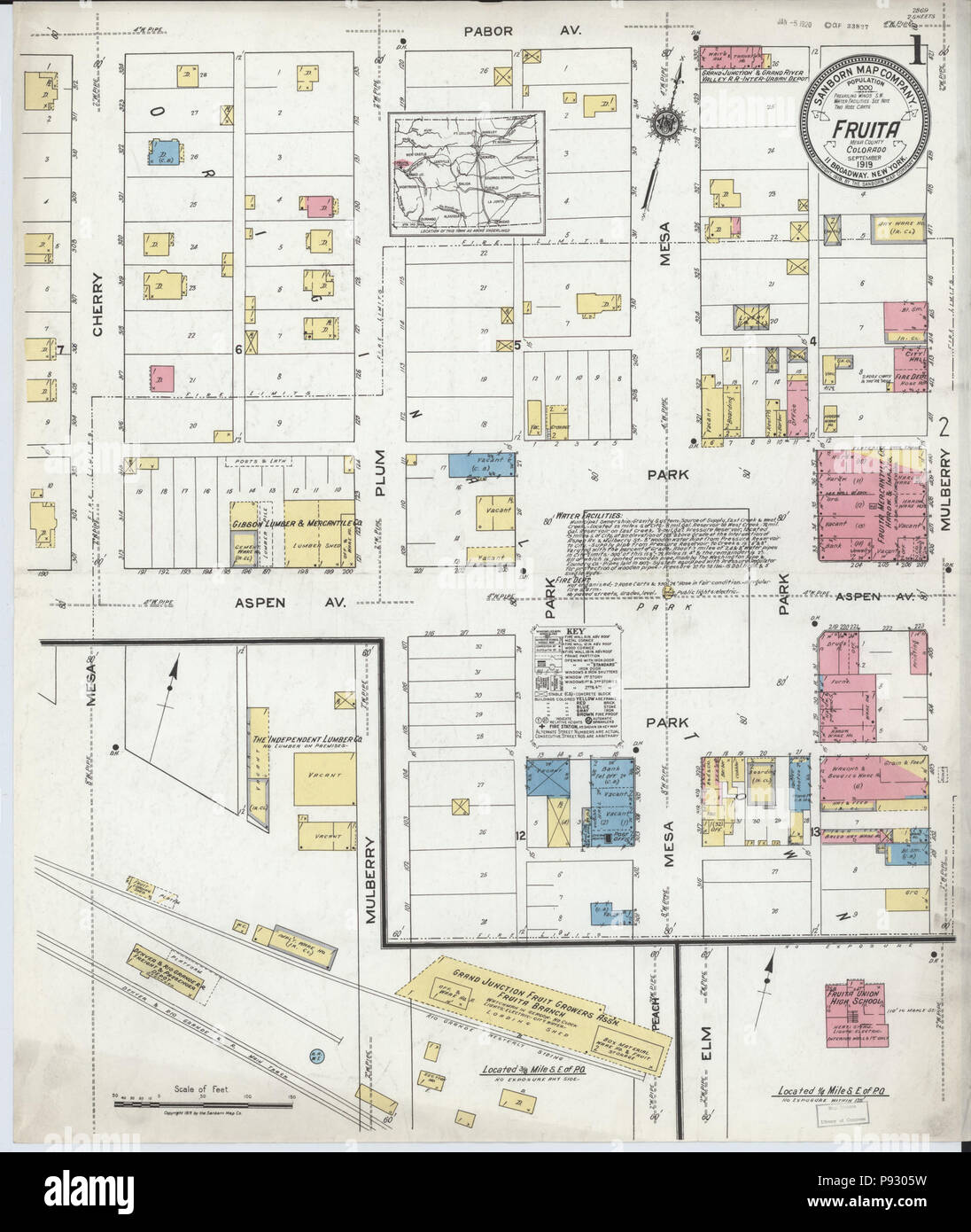 498 Sanborn Feuerversicherung Karte von Fruita, Mesa County, Colorado. LOC Sanborn 01002003-1 Stockfoto