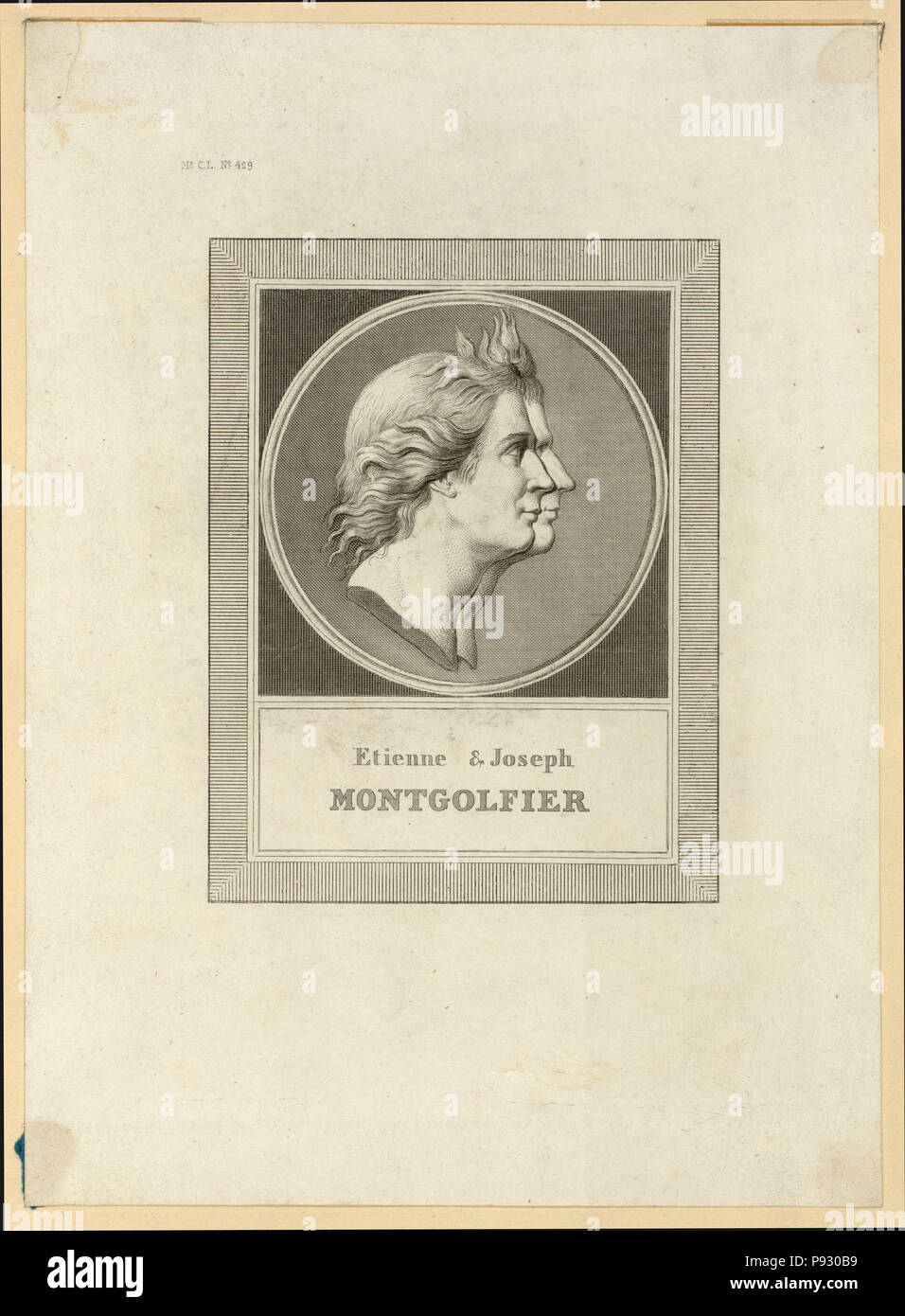 Büste - Länge Profil Portrait der Brüder Montgolfier, Französisch ballonists. Nach der Goldmedaille von houdon. Stockfoto