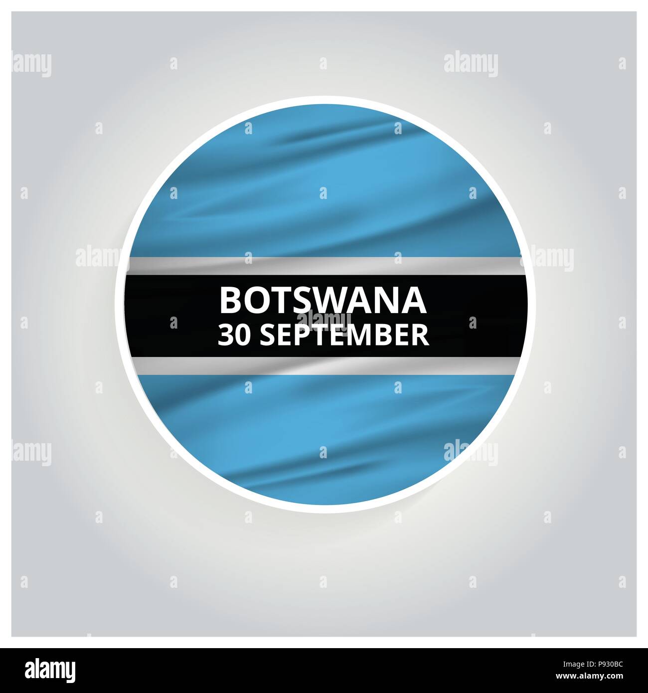 Botswana 30. September wehende Flagge Kreis drücken. Für web design und Application Interface, auch nützlich für Infografiken. Vector Illustration. Stock Vektor