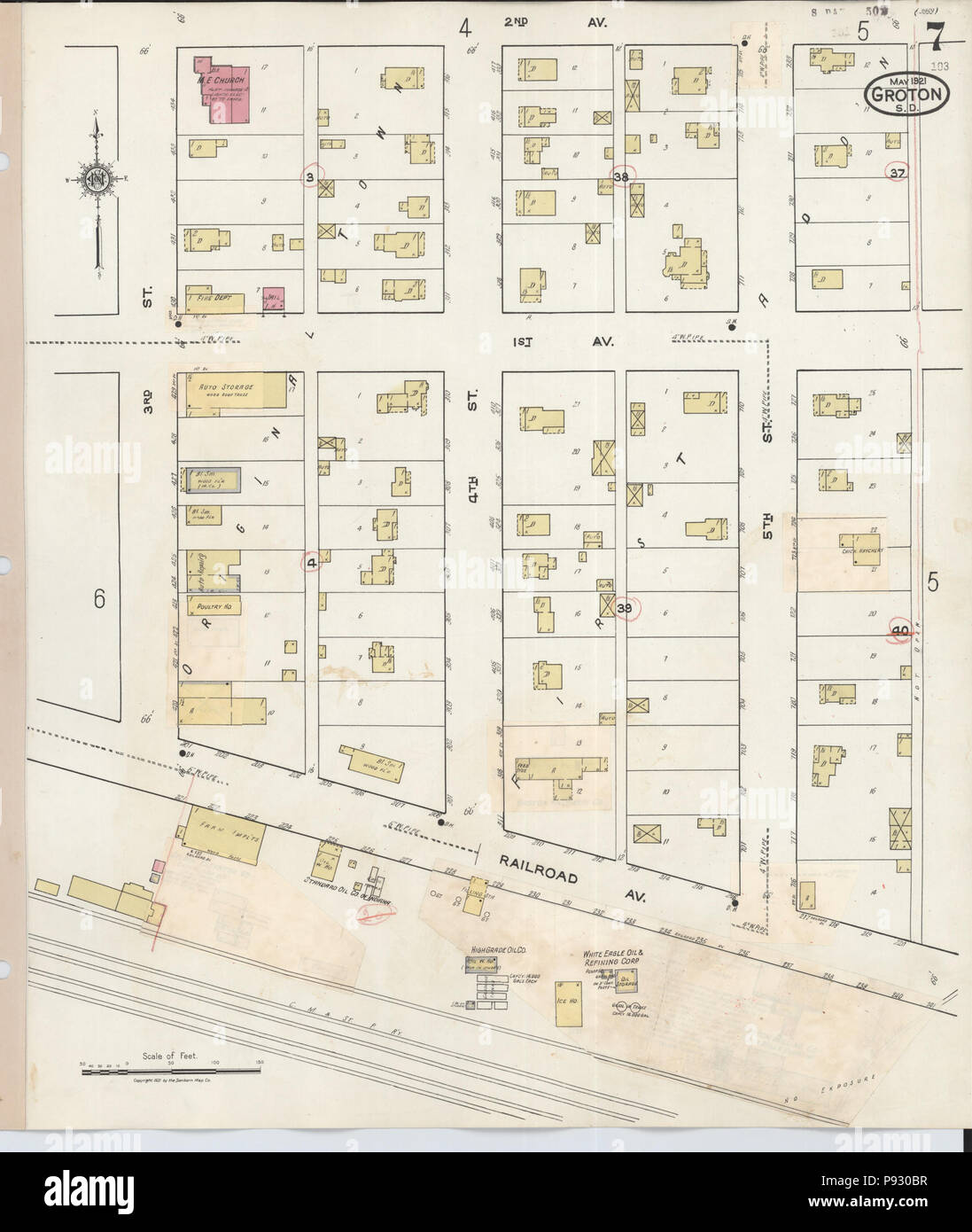 . 499 Sanborn Feuerversicherung Karte von Groton, Brown County, South Dakota. LOC Sanborn 08235 007-7 Stockfoto