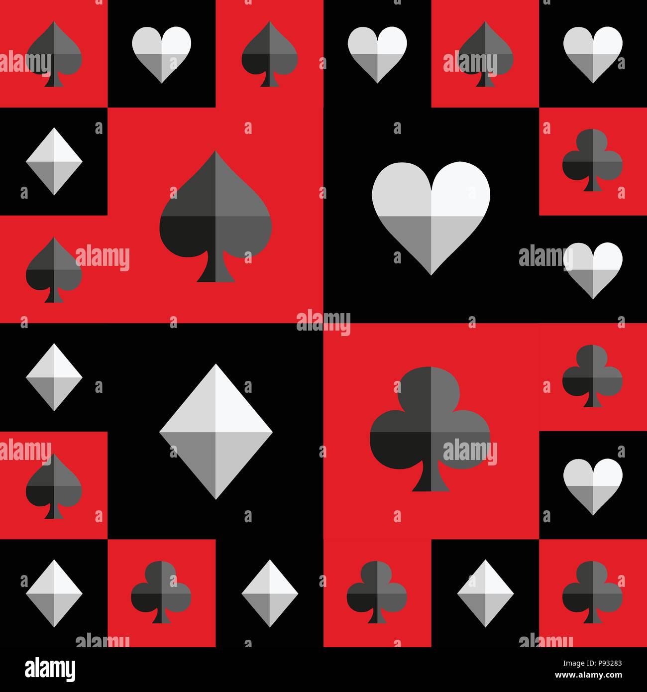 Karte Anzug Schachbrett roten und schwarzen Muster. Vector Illustration Stock Vektor