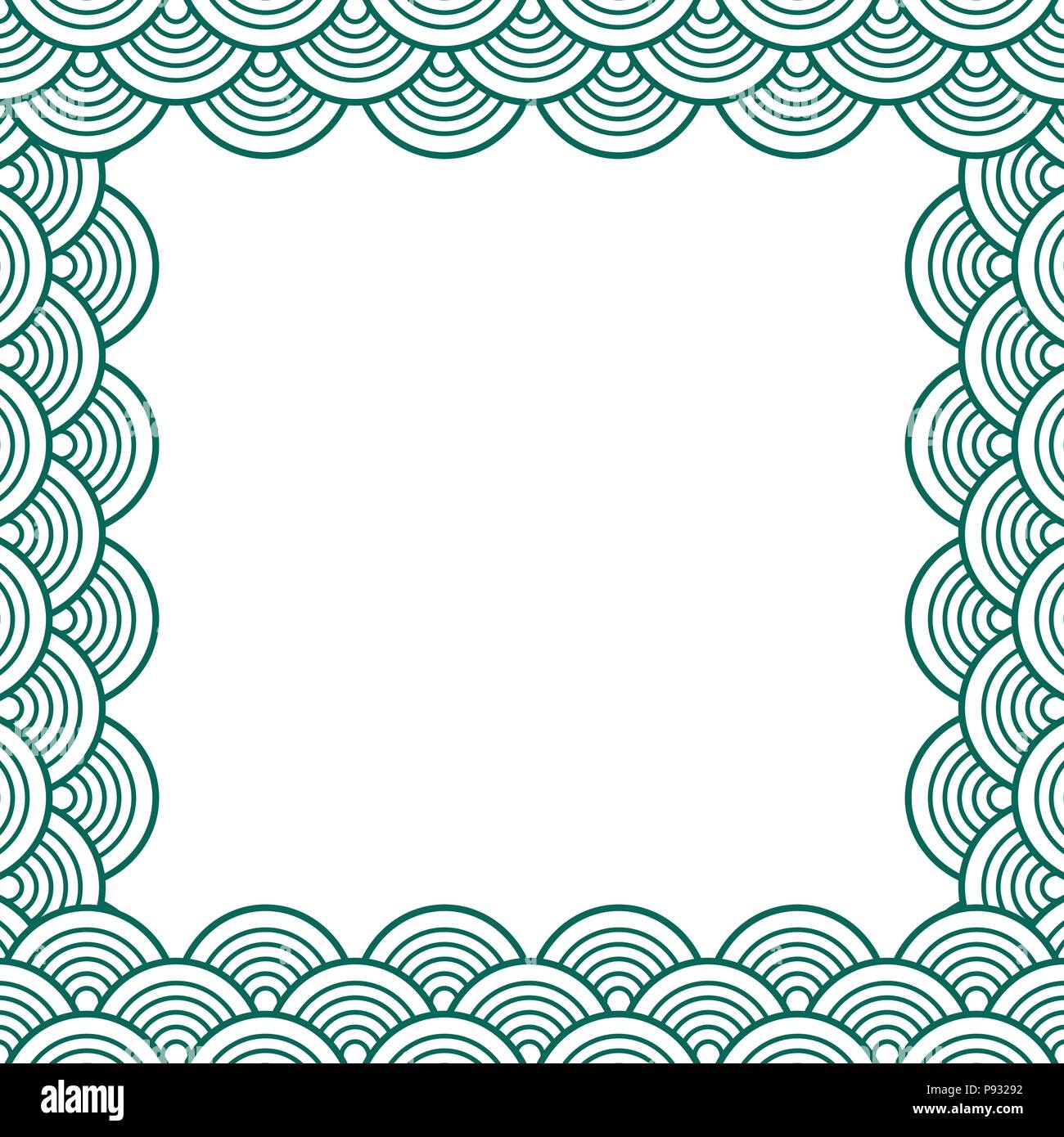 Weiß Grün traditionelle Wave Japanisch Chinesisch Seigaiha Grenze. Vector Illustration Stock Vektor