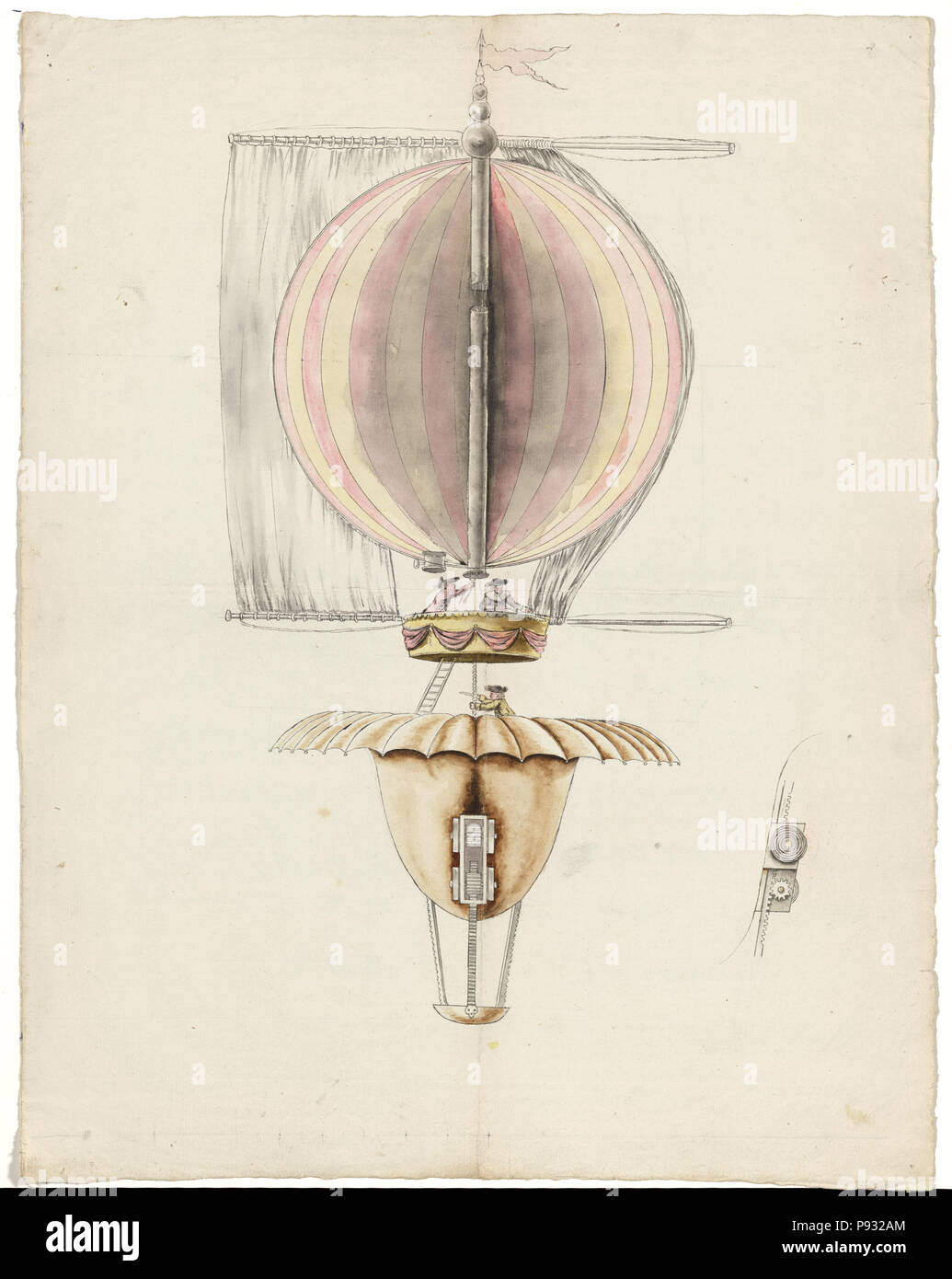 Vorgeschlagene Entwurf für Ballon mit Segel für Vortrieb, Paris, 1783 Stockfoto