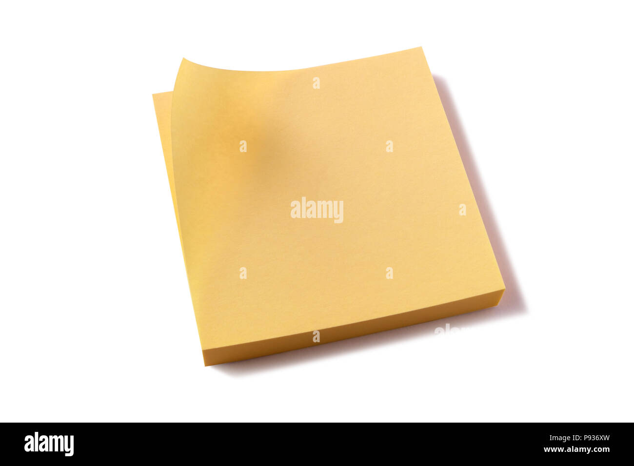 Gelbe post Sticky Notes pad Weiß Hintergrund Stockfoto