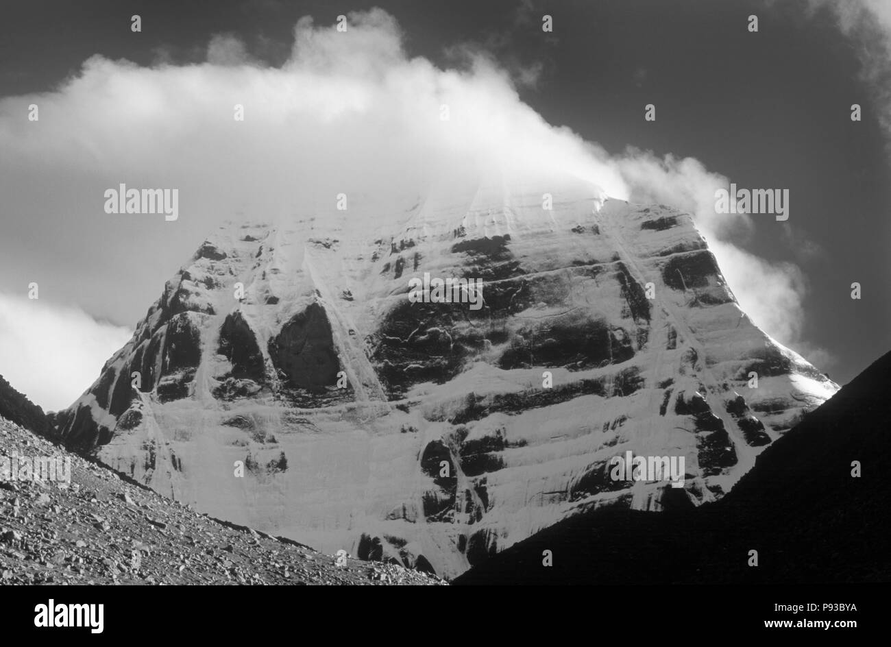 Die Nordwand des Mount Kailash (6638M), die die heiligsten HIMALAYAN PEAK für buddhistische und hinduistische Pilger - Tibet Stockfoto