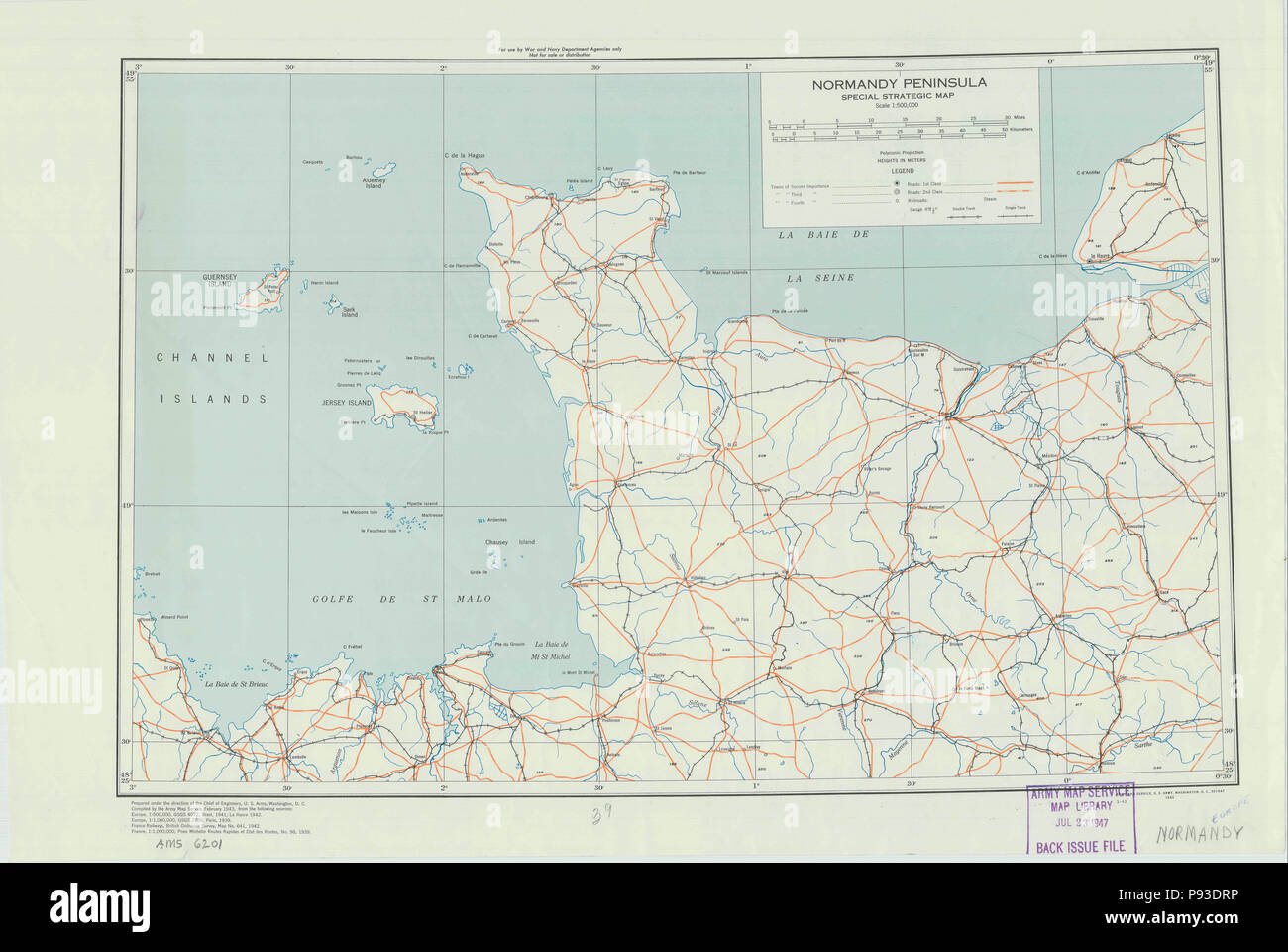 1943 Normandie Karte der US-Regierung Stockfoto