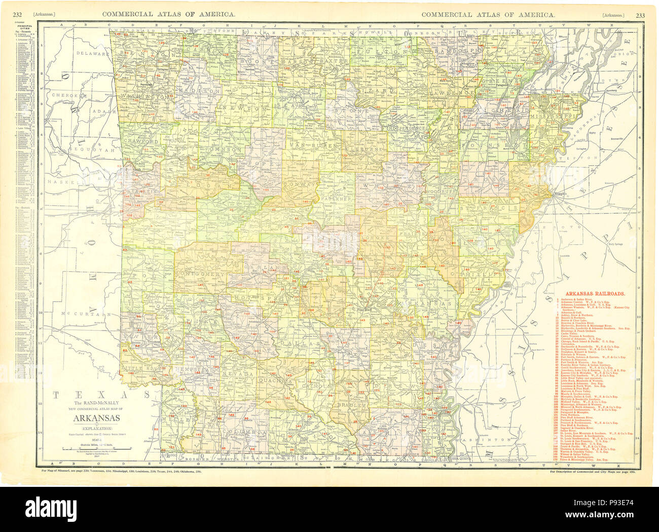 Arkansas 1913 Karte Stockfoto