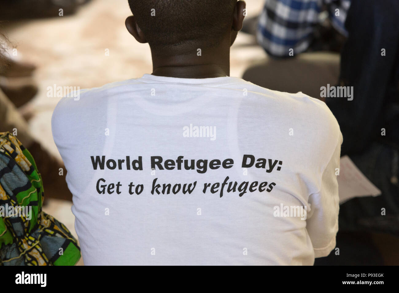 Kakuma, Kenia - Treffen mit dem Leiter der Jugend. Kontakt und Ansprechpartner für Flüchtlingsfragen, ausgewählt von jungen Bewohner der Flüchtlingslager Kakuma. Stockfoto