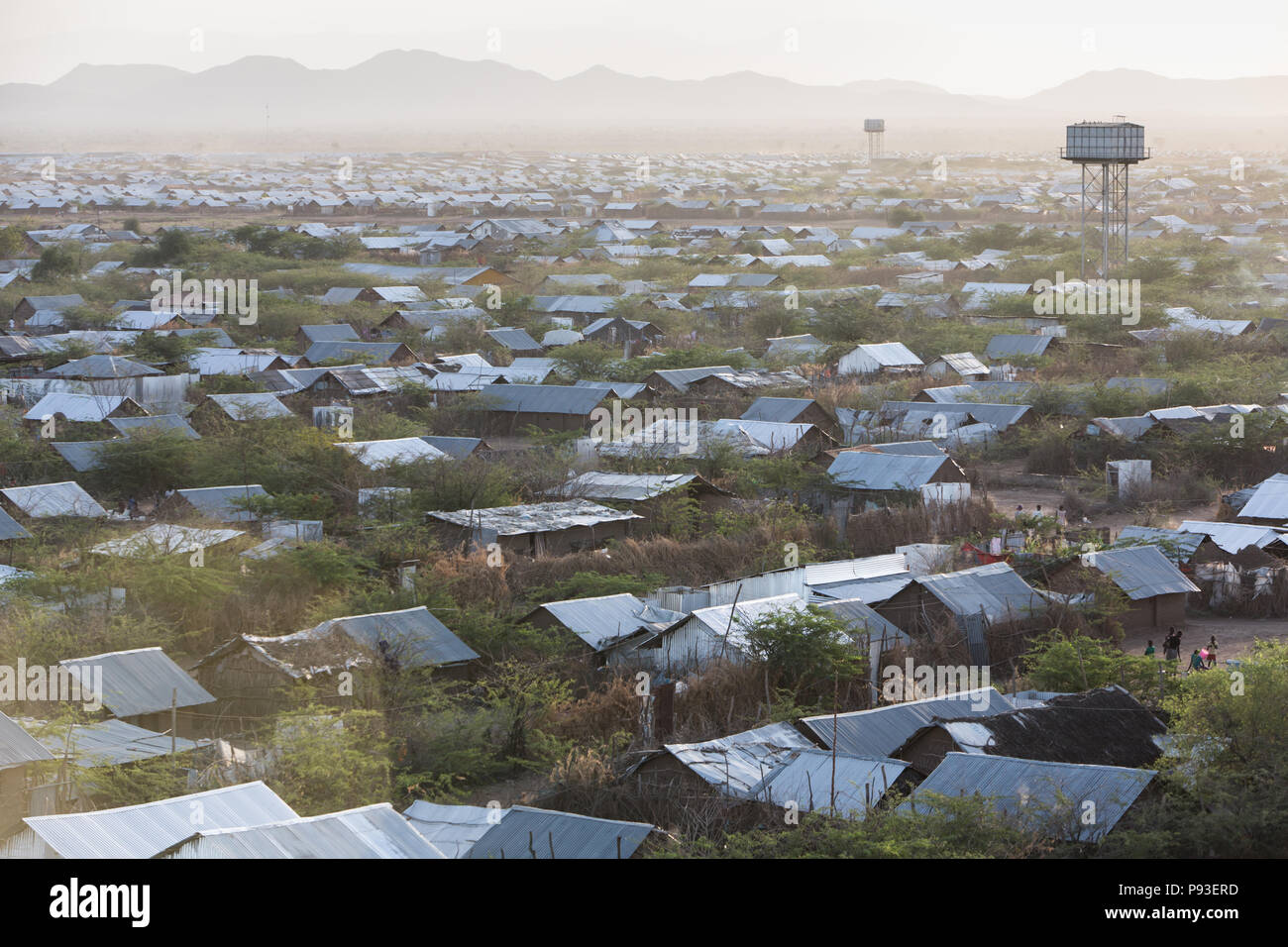 Kakuma, Kenia - Luftbild der Flüchtlingslager Kakuma. Stockfoto