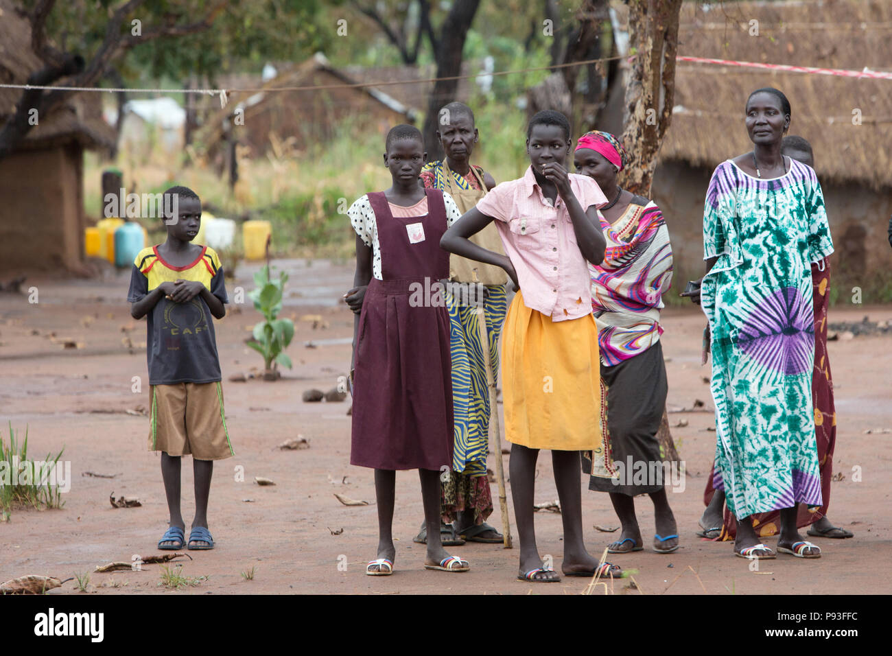 Adjumani, Uganda - der ugandischen Regierung Siedlung Programm für Flüchtlinge aus dem Südsudan. Stockfoto