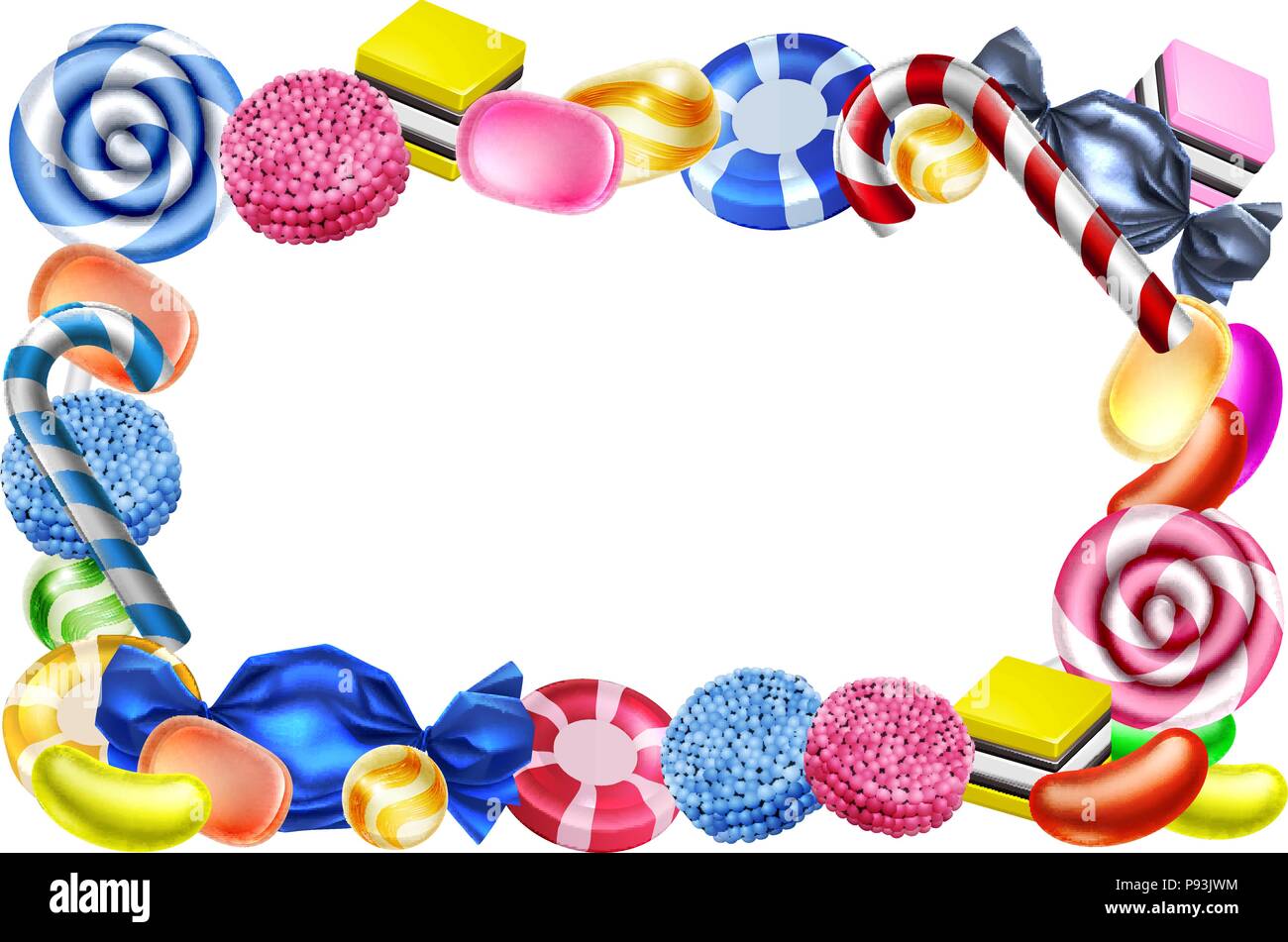 Candy Süßigkeiten Rahmen Hintergrund Zeichen Stock Vektor