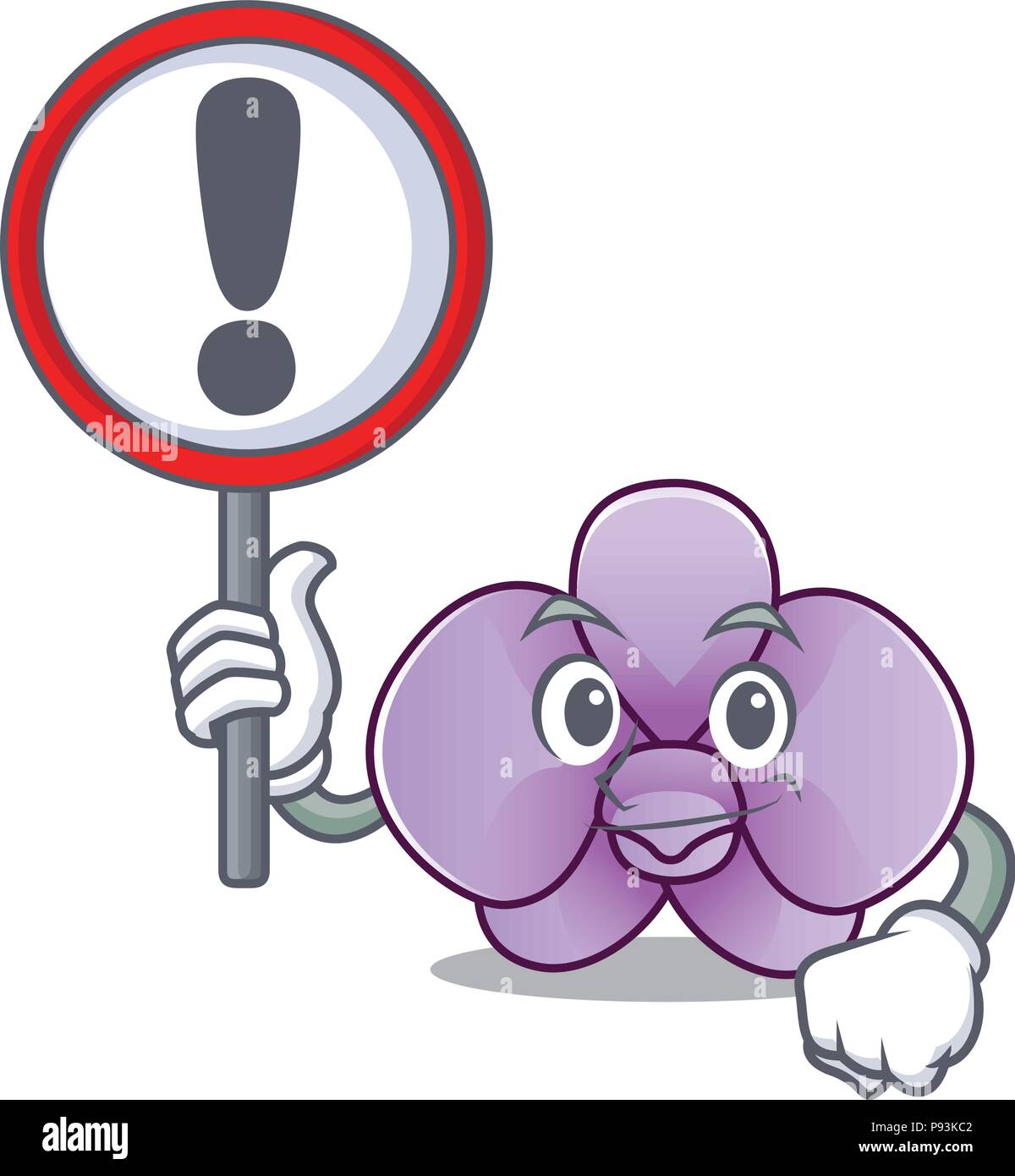 Mit Vorzeichen orchid flower Charakter Cartoon Stock Vektor