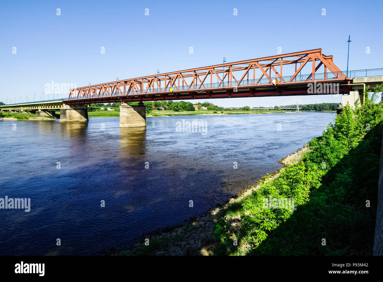 Brücke über die Elbe, Schönebeck (Elbe), Sachsen-Anhalt, Deutschland Stockfoto