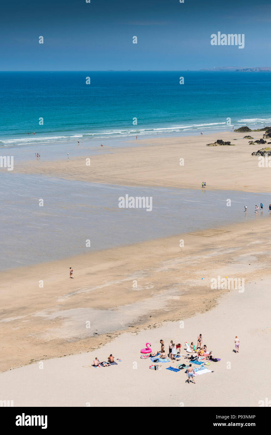 Towan Beach in Newquay in Cornwall. Stockfoto