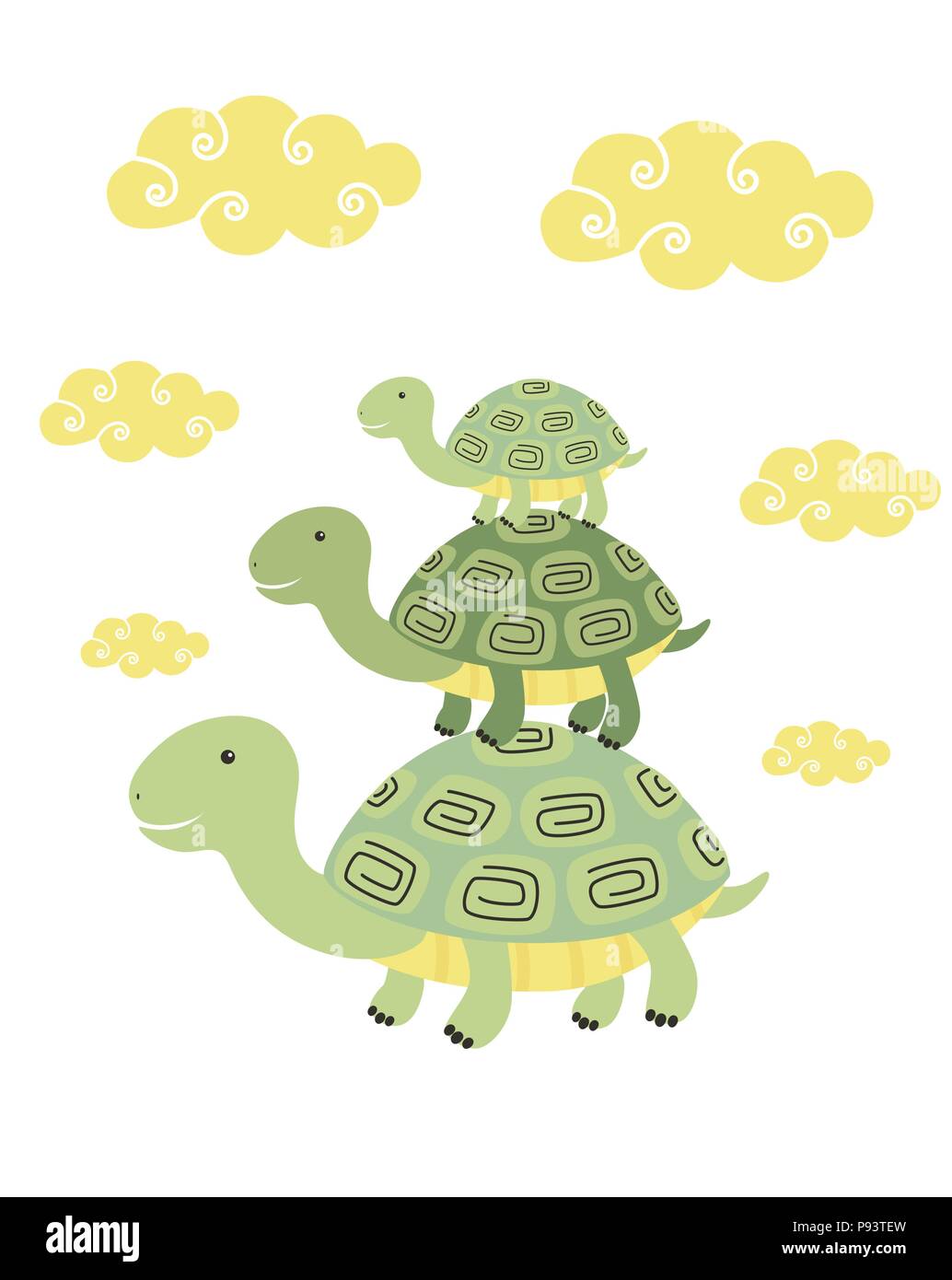 Lustige cartoon Turtle drucken Stock Vektor