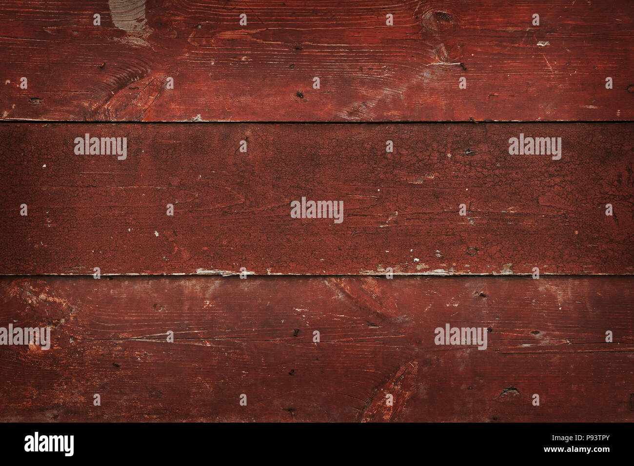 Nahaufnahme Hintergrund Textur von dunklen, rot vintage Holzbohlen, rustikalen Stil wall Panel gemalt Stockfoto