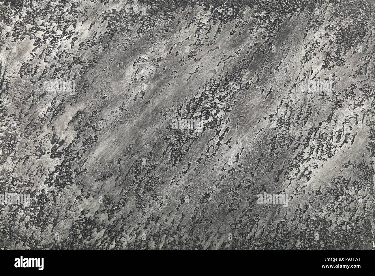 Grunge grau verblasst unebenen Alten daub Pflasterwand Textur Hintergrund mit Flecken und Pinselstriche, in der Nähe Stockfoto