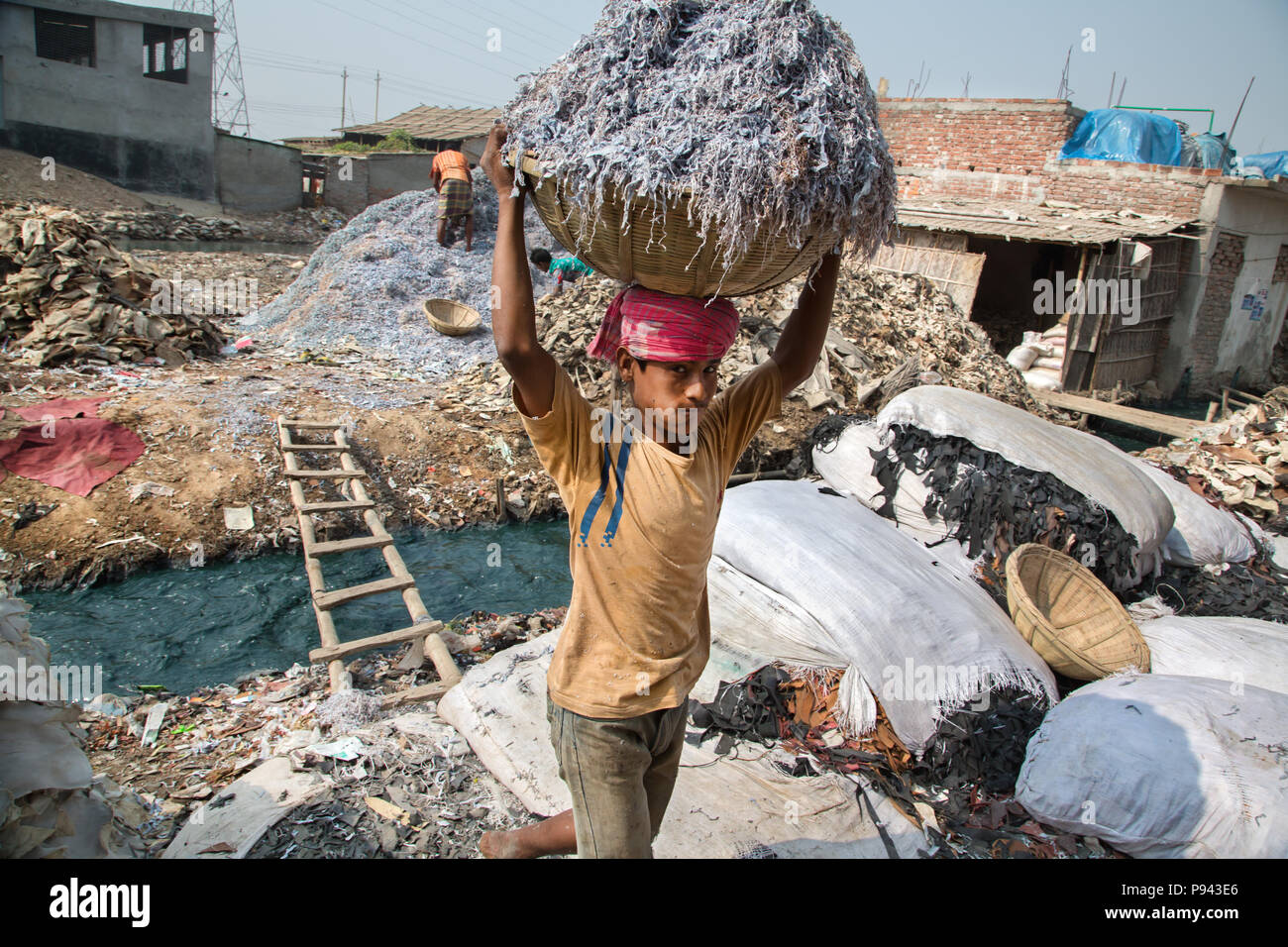 Hazaribagh, leder Fabriken/Gerbereien Bezirk, Dhaka, Bangladesch Stockfoto