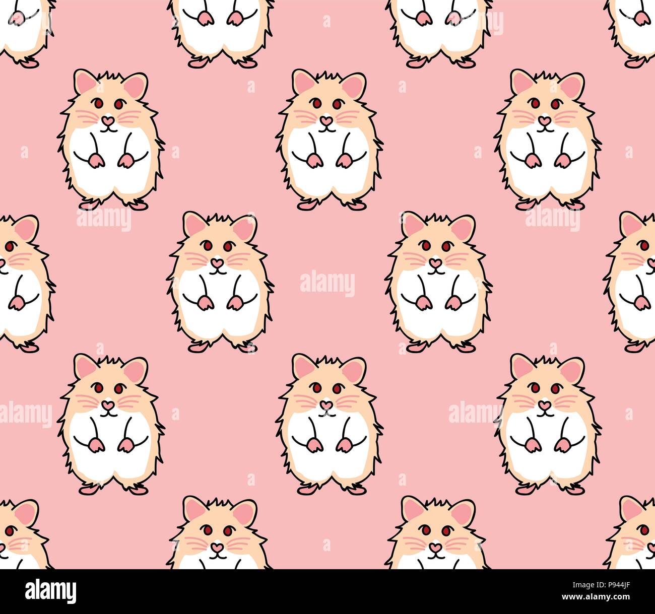 Süße rote Augen Hamster auf Rosa Hintergrund. Vector Illustration. Stock Vektor