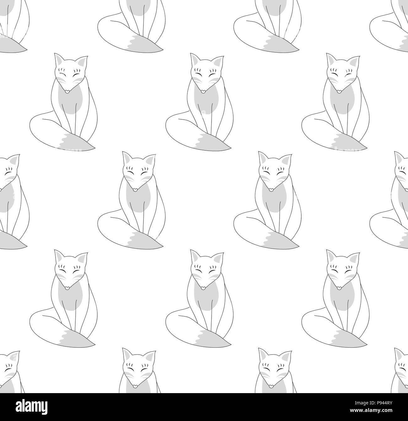 Kitsune Fox auf weißem Hintergrund. Vector Illustration. Stock Vektor