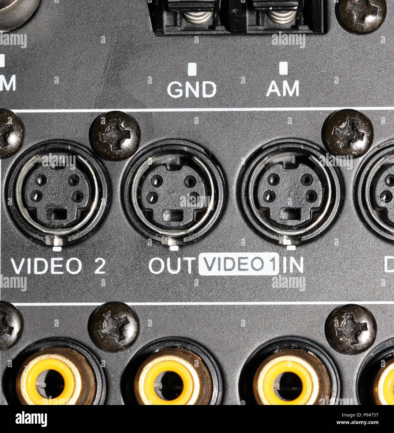 S-Video-Panel-Anschluss für den Anschluss von Geräten an ein Home Entertainment-System Empfänger Stockfoto