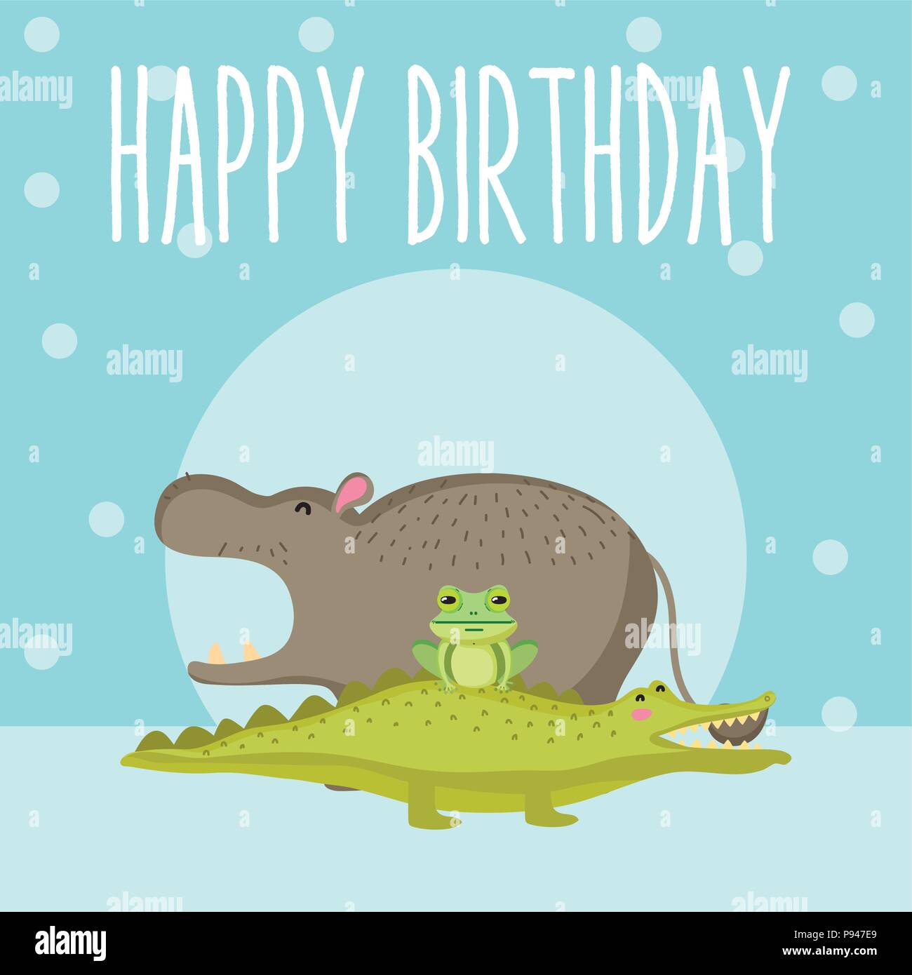 Süße Tiere Happy Birthday Card cute cartoon Vector Illustration graphic
