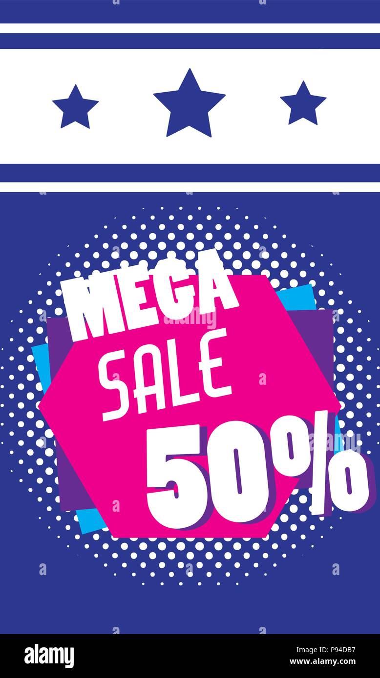 Mega verkauf Rabatte bunte Flüssigkeit Vector Illustration Konzept Poster grafik design Stock Vektor