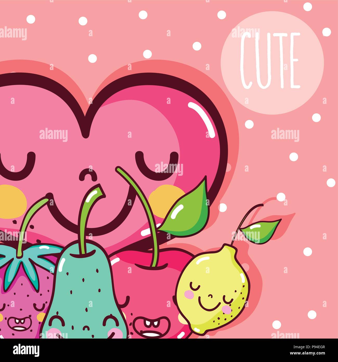 Nett und lustig Früchte Freunde Vector Illustration graphic design