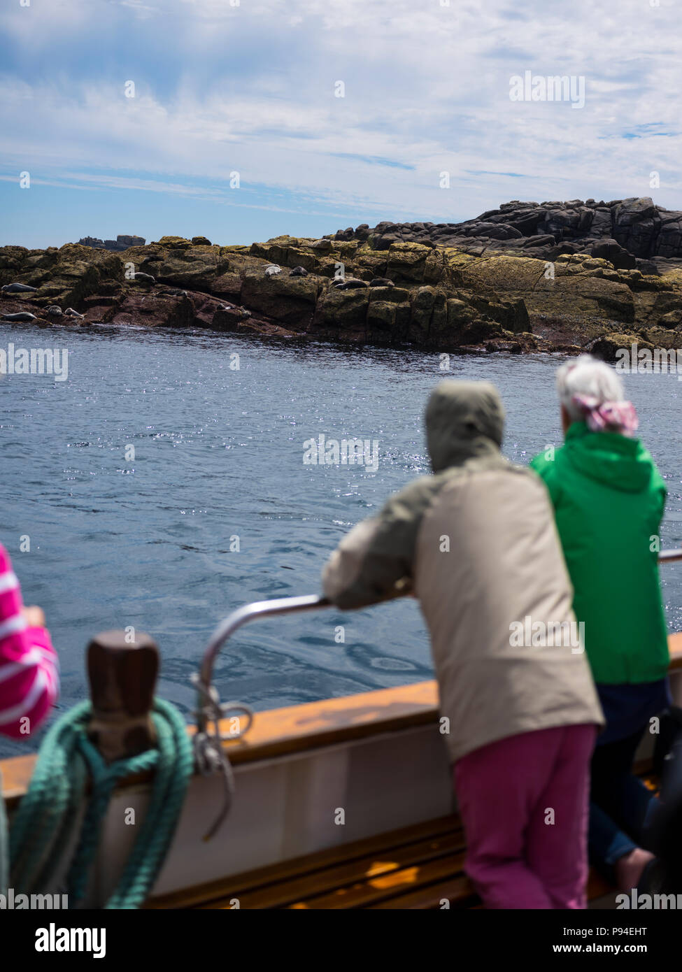 Menschen auf einem Meer safari, Isles of Scilly. Stockfoto