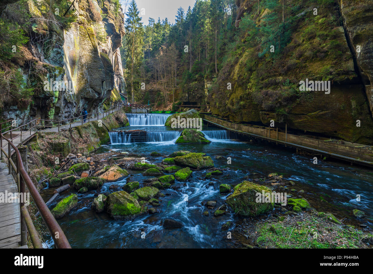 Schluchten von Kamenice, Böhmische Schweiz, Tschechische Republik Stockfoto