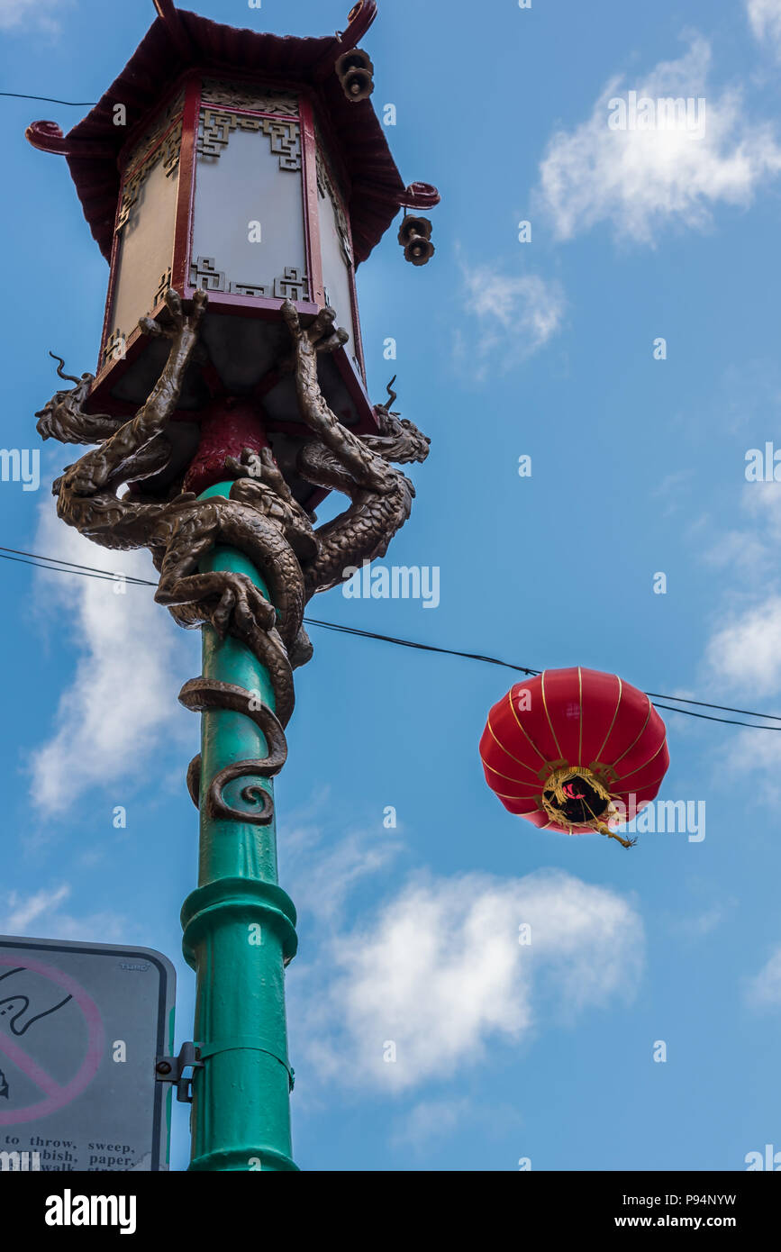 Details der Straße Licht in China Town, San Francisco, USA. Stockfoto