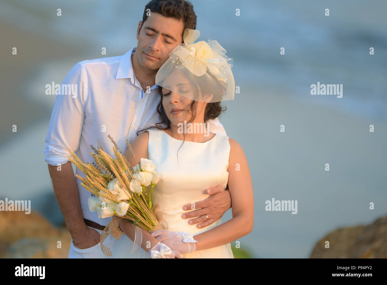 Hochzeit paar romantische, Braut und Bräutigam, romantisch Stockfoto