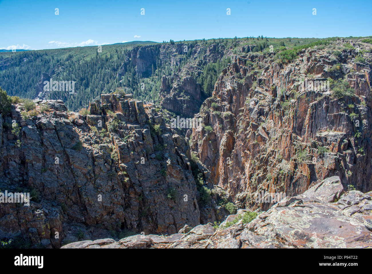 Das South Rim der schwarzen Schlucht, schwarze Schlucht des Gunnison National Park, Colorado Stockfoto