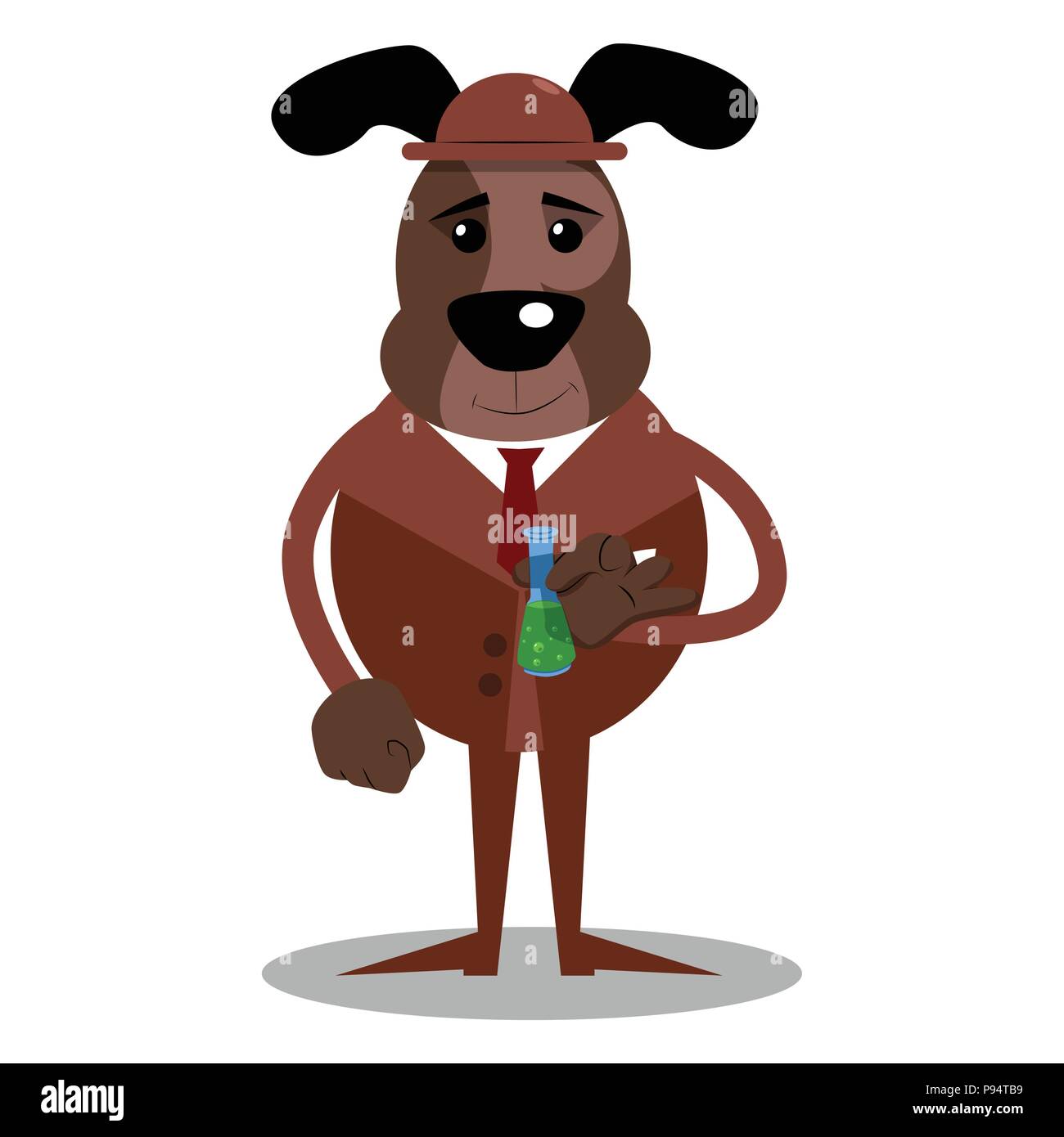 Cartoon illustriert business Hund Holding ein Reagenzglas. Stock Vektor