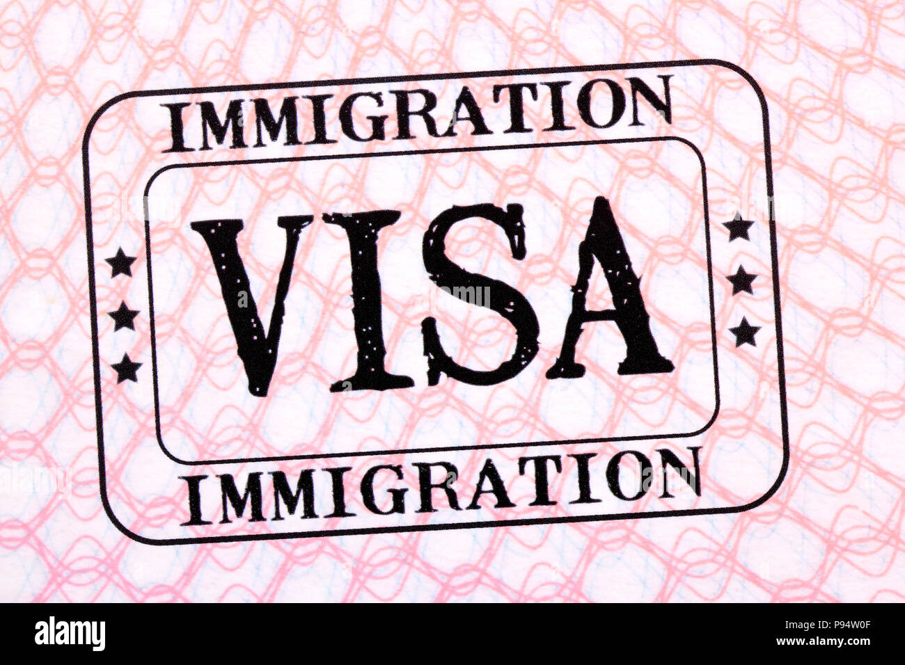 Visa Dokument Einreisestempel Reisepass Seite schließen nach oben Stockfoto